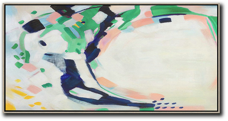 Large Abstract Art,Horizontal Palette Knife Contemporary Art,Large Colorful Wall Art,Nude,Green,White,Dark Blue.etc